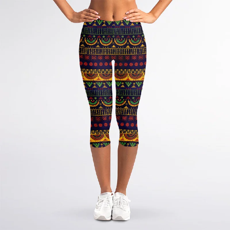 Native Tribal Indian Pattern Print Women's Capri Leggings Stylish Ankle-Length Leggings Native Tribal Indian Pattern Print Women's Capri Leggings Stylish Ankle-Length Leggings