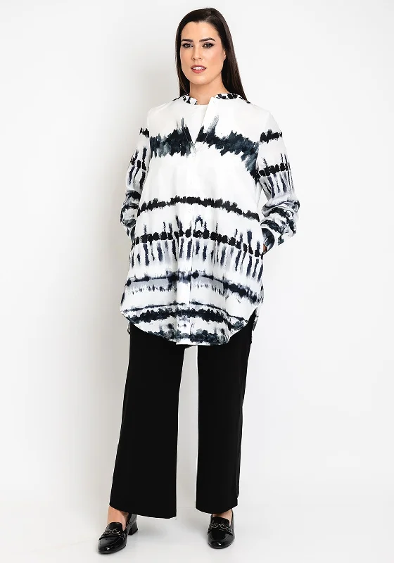 Noen Curve Printed Tunic Shirt, White Chenille Fabric Brocade Fabric Lace Fabric