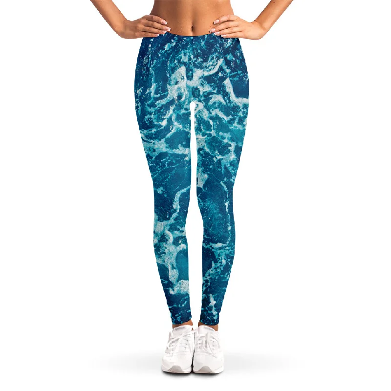 Ocean Surface Print Women's Leggings Comfortable Wide-Band Leggings