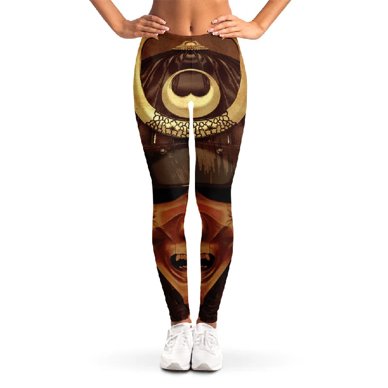 Old Japanese Samurai Mask Print Women's Leggings Stylish Ultra Stretch Leggings
