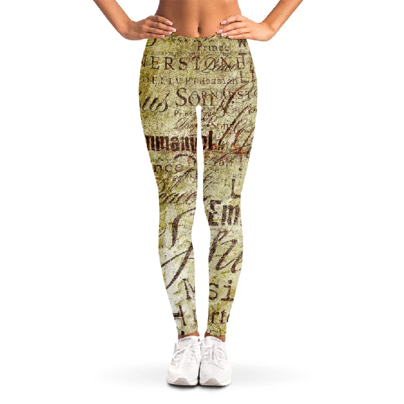 Old Religious Words Print Women's Leggings Comfortable Slip-On Compression Leggings