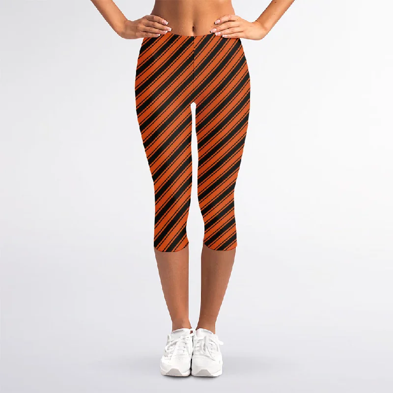 Orange And Black Halloween Pattern Print Women's Capri Leggings Cozy Full-Length Workout Leggings Orange And Black Halloween Pattern Print Women's Capri Leggings Cozy Full-Length Workout Leggings