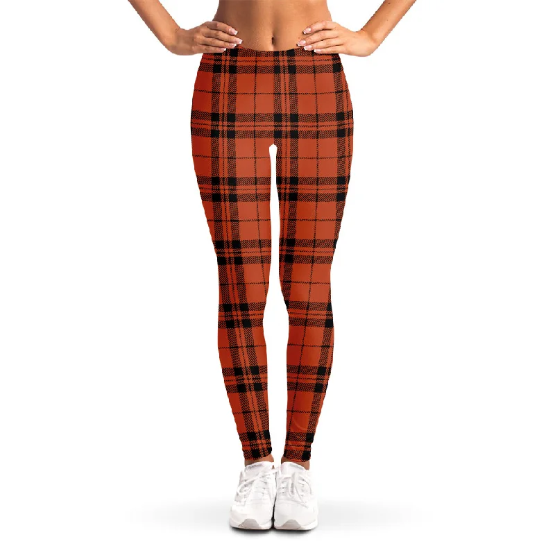Orange And Black Tartan Pattern Print Women's Leggings Stylish Stretch Print Leggings Orange And Black Tartan Pattern Print Women's Leggings Stylish Stretch Print Leggings