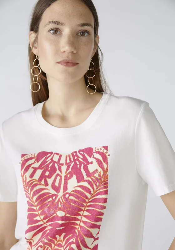 Oui Club Tropic T-Shirt, White Collared Crew Neck Turtle Neck