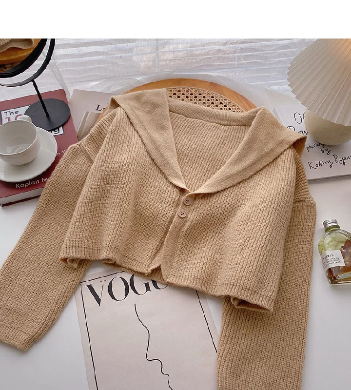 Retro lazy temperament short long sleeve Navy collar T-shirt  5861 Cotton Fabric Linen Fabric Terry Fabric