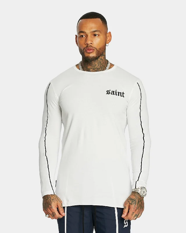 Saint Morta Era Sport Long Sleeve T-Shirt White/Black Front Pockets Side Pockets Patch Pockets Saint Morta Era Sport Long Sleeve T-Shirt White/Black Front Pockets Side Pockets Patch Pockets
