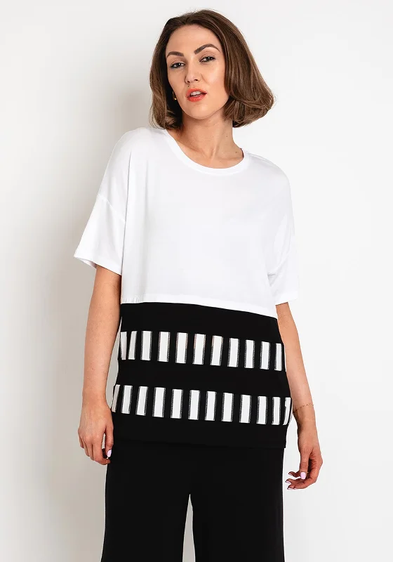 Ever Sassy Colour Block Hem T-Shirt, White Boxy Fit Fitted Loose