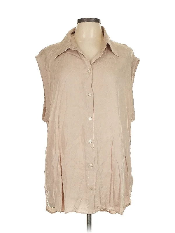 Sleeveless Button Down Shirt Graphic Embroidered Appliqued