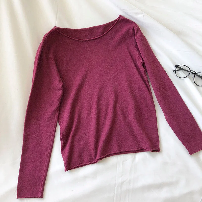 Solid basic bottomed t-shirt t-shirt t-shirt  6470 Handmade Hand-knitted Hand-woven