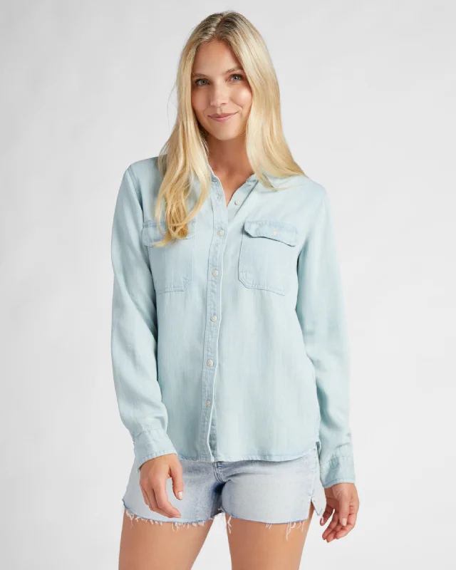 Collie Button Front Shirt Welt Pockets Slit Pockets Flap Pockets