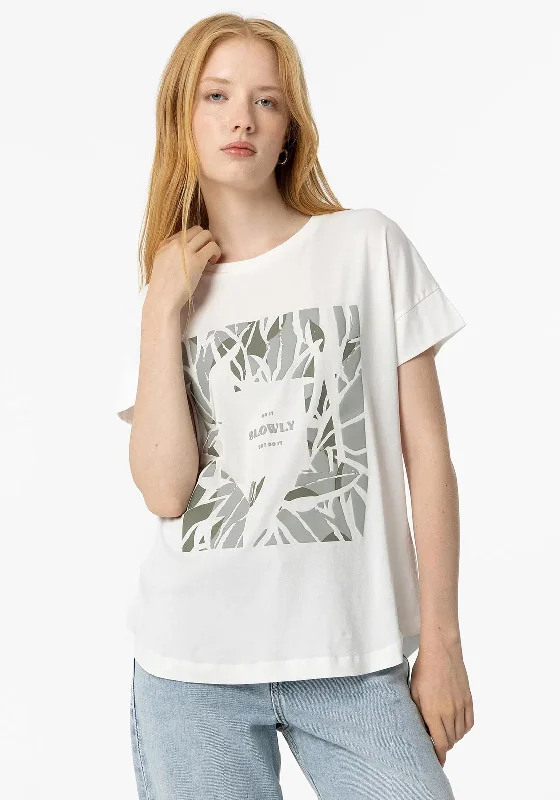 Tiffosi Womens Apricot T-Shirt, White Denim Fabric Leather Fabric Suede Fabric