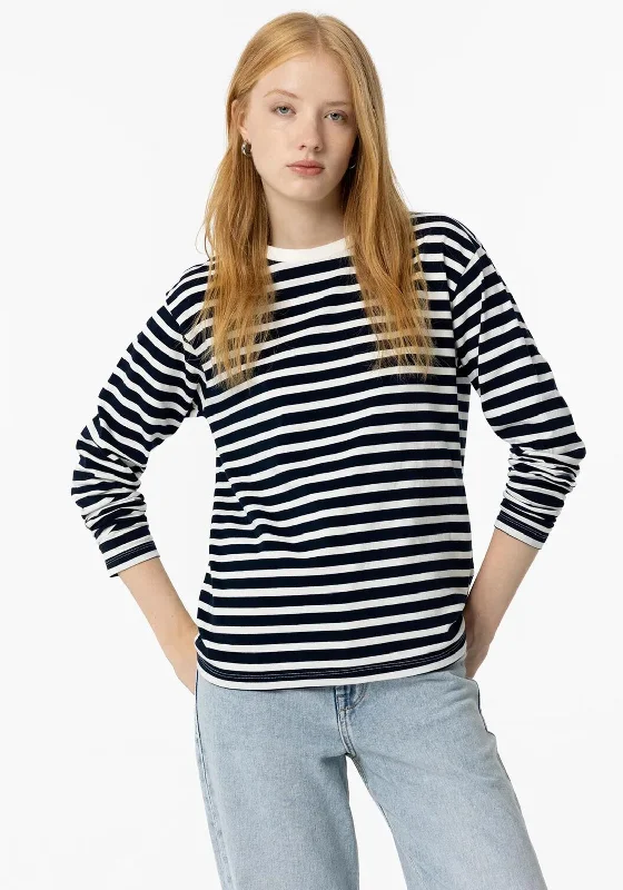 Tiffosi Womens Stripes T-Shirt, Black Knit Fabric Woven Fabric Fleece Fabric