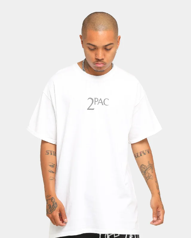 Tupac Social Message Short Sleeve T-Shirt White Silk Blend Satin Velvet