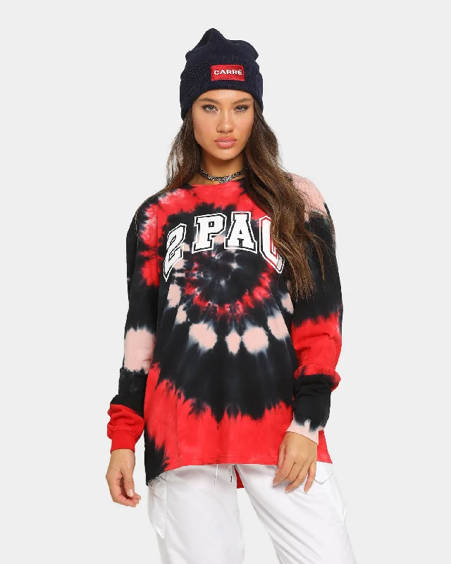 TUPAC Tie Dye Shakur 71' Long Sleeve T-Shirt Black/Red Elasticated Padded Insulated