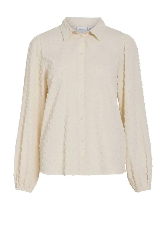 Vila Brietta Textured Shirt, Birch Casual Formal Business