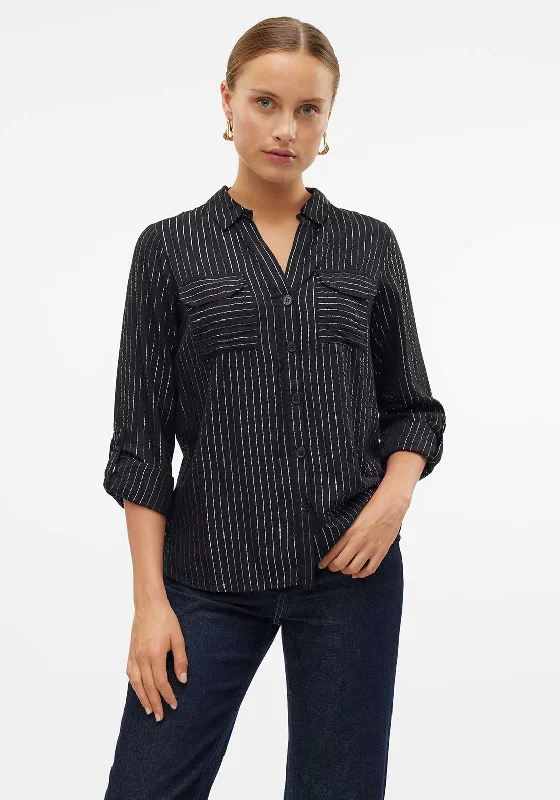 Vero Moda Bumpy Glitter Striped Shirt, Black Plaid T-Shirt Polka Dot Checkered