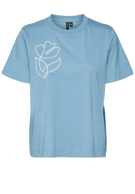 Vero Moda Fea Boxy Graphic T Shirt, Blue Casual Formal Business