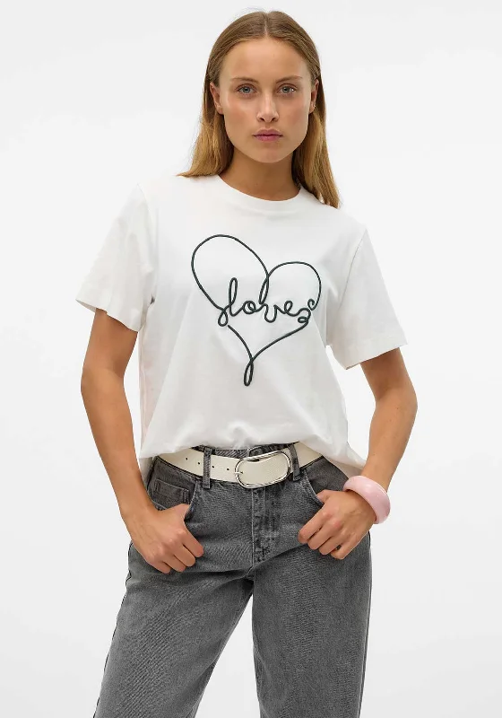 Vero Moda Fea Boxy Graphic T Shirt, White Layered Multi-layer Single Layer
