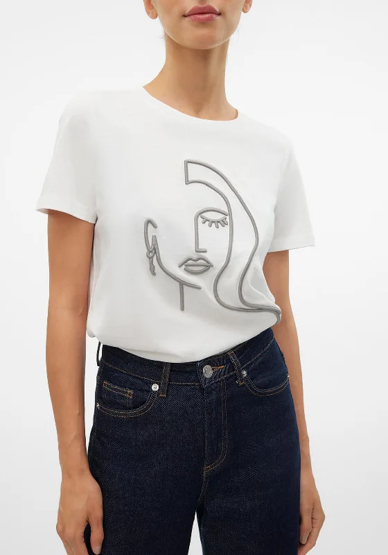 Vero Moda Line Abstract Graphic T Shirt, White Terry Blend Velvet Blend Canvas Blend Vero Moda Line Abstract Graphic T Shirt, White Terry Blend Velvet Blend Canvas Blend