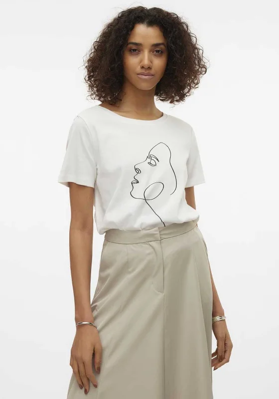 Vero Moda Merle Outline Graphic T-Shirt, Snow White Mesh Fabric Canvas Fabric Denim Fabric Vero Moda Merle Outline Graphic T-Shirt, Snow White Mesh Fabric Canvas Fabric Denim Fabric