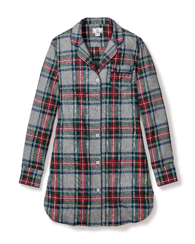 Women's Brushed Cotton Nightshirt | Westminster Tartan Print Jacquard Patchwork