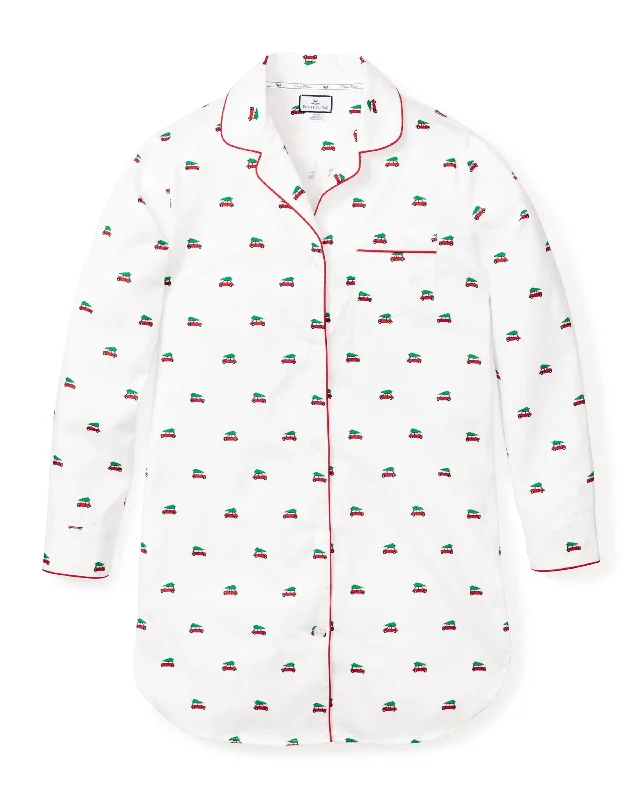 Women's Twill Nightshirt | Holiday Journey Polka Dot Checkered Tartan