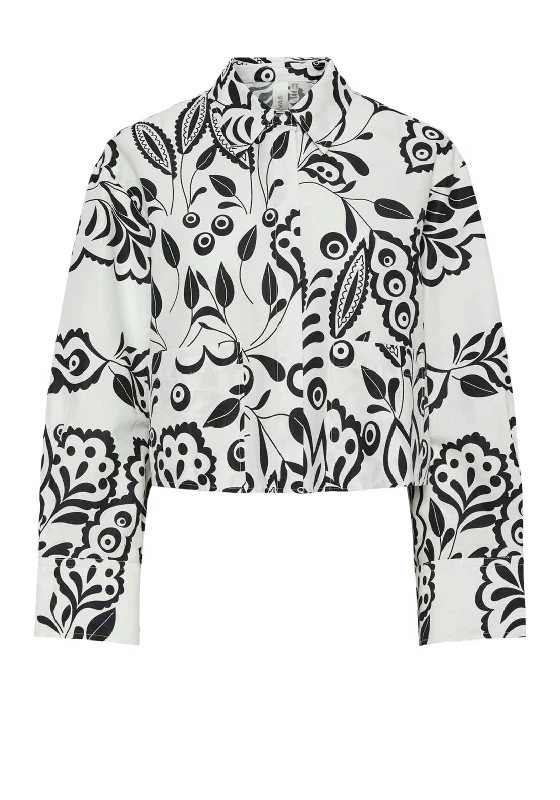 Y.A.S Garden Print Crop Shirt, Star White Plaid T-Shirt Polka Dot Checkered