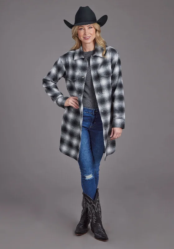 2297 OMBRE PLAID OVERSIZED SHIRT JCKT Houndstooth Herringbone Solid