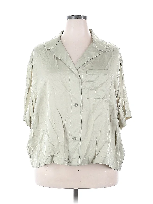 3/4 Sleeve Button Down Shirt Modern Contemporary Chic