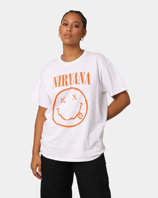 Nirvana Smiley Logo 2 T-Shirt White Handmade Hand-knitted Hand-woven