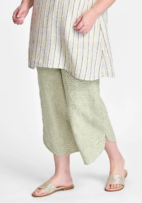 Shirttail Flood - Linen Pants With Elastic Waist - FINAL SALE Cozy Warm Stylish