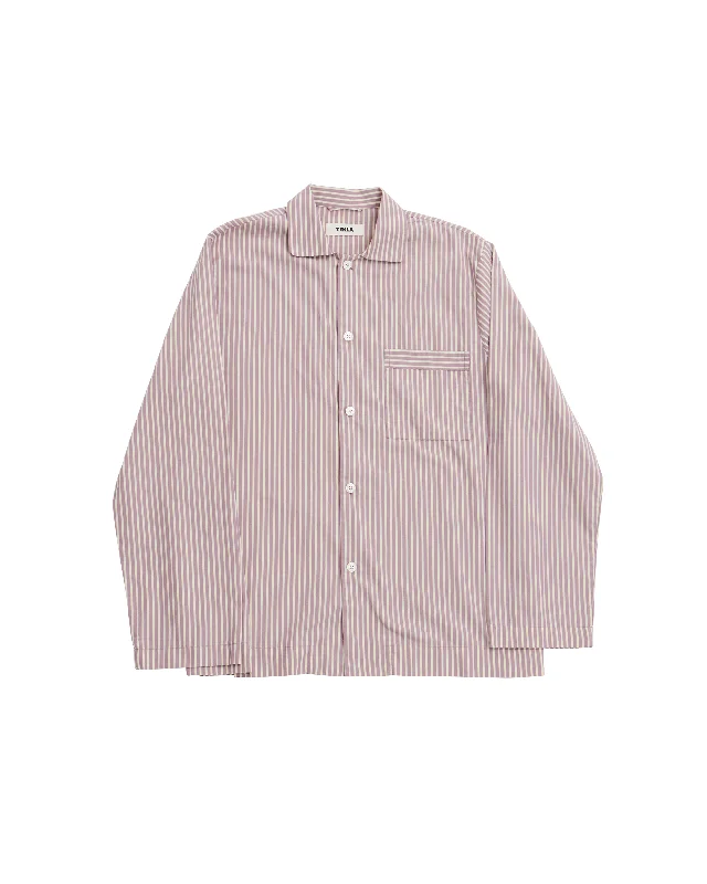 Poplin Pyjama L/S Shirt - Skipper Stripes Chenille Brocade Lace