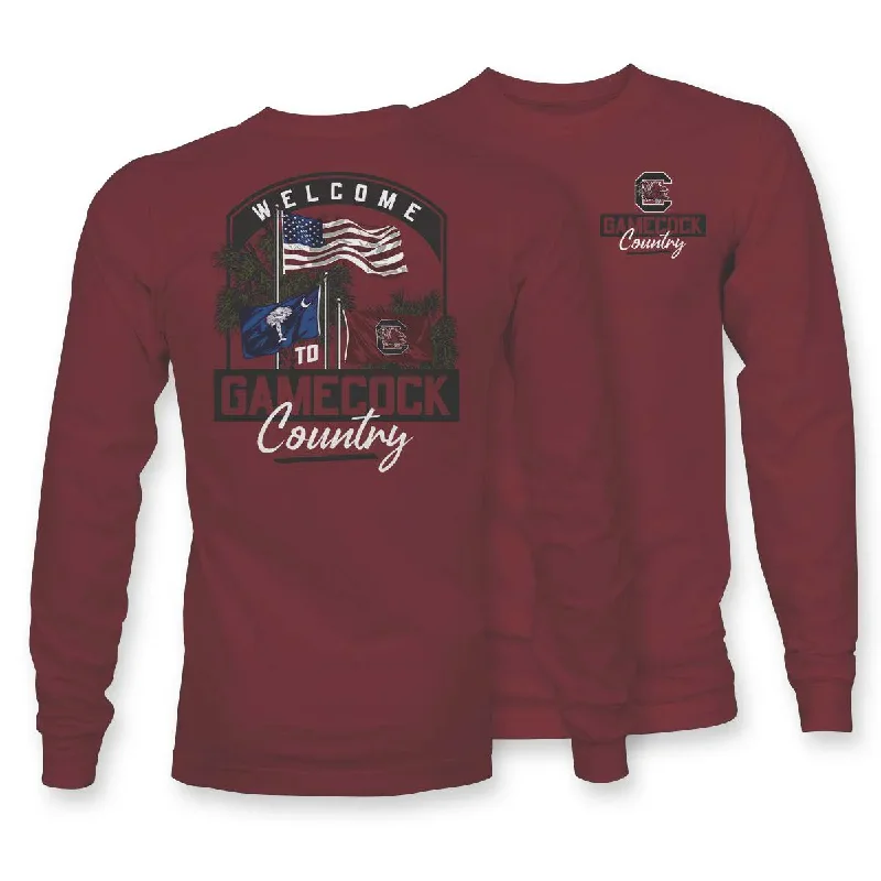 South Carolina Gamecocks "Gamecock Country" Long Sleeve T-Shirt Mesh Canvas Denim